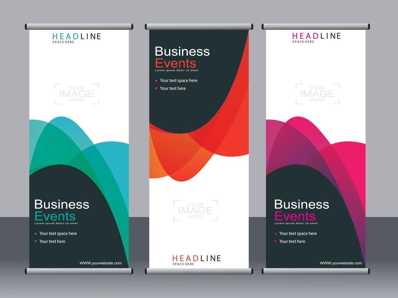 Business banner roll up set standee banner template. vector