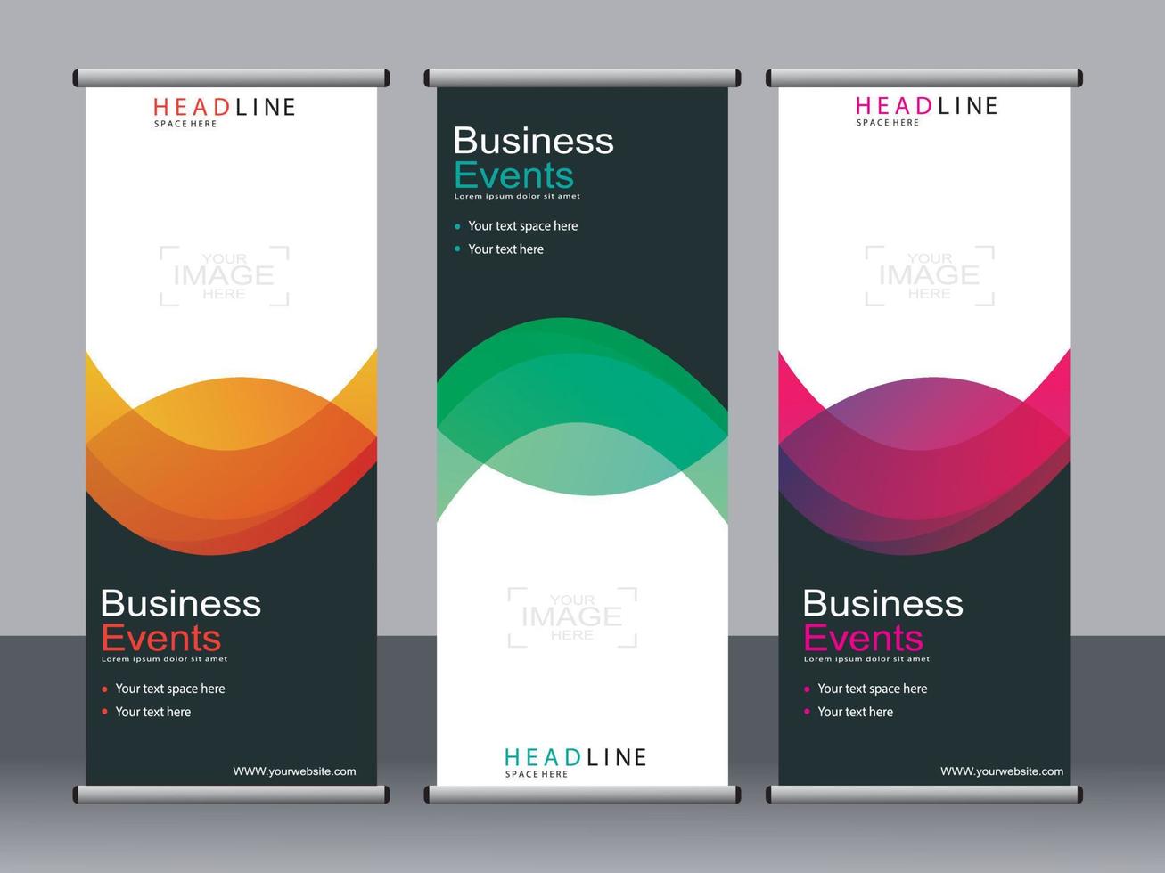 Business banner roll up set standee banner template. vector