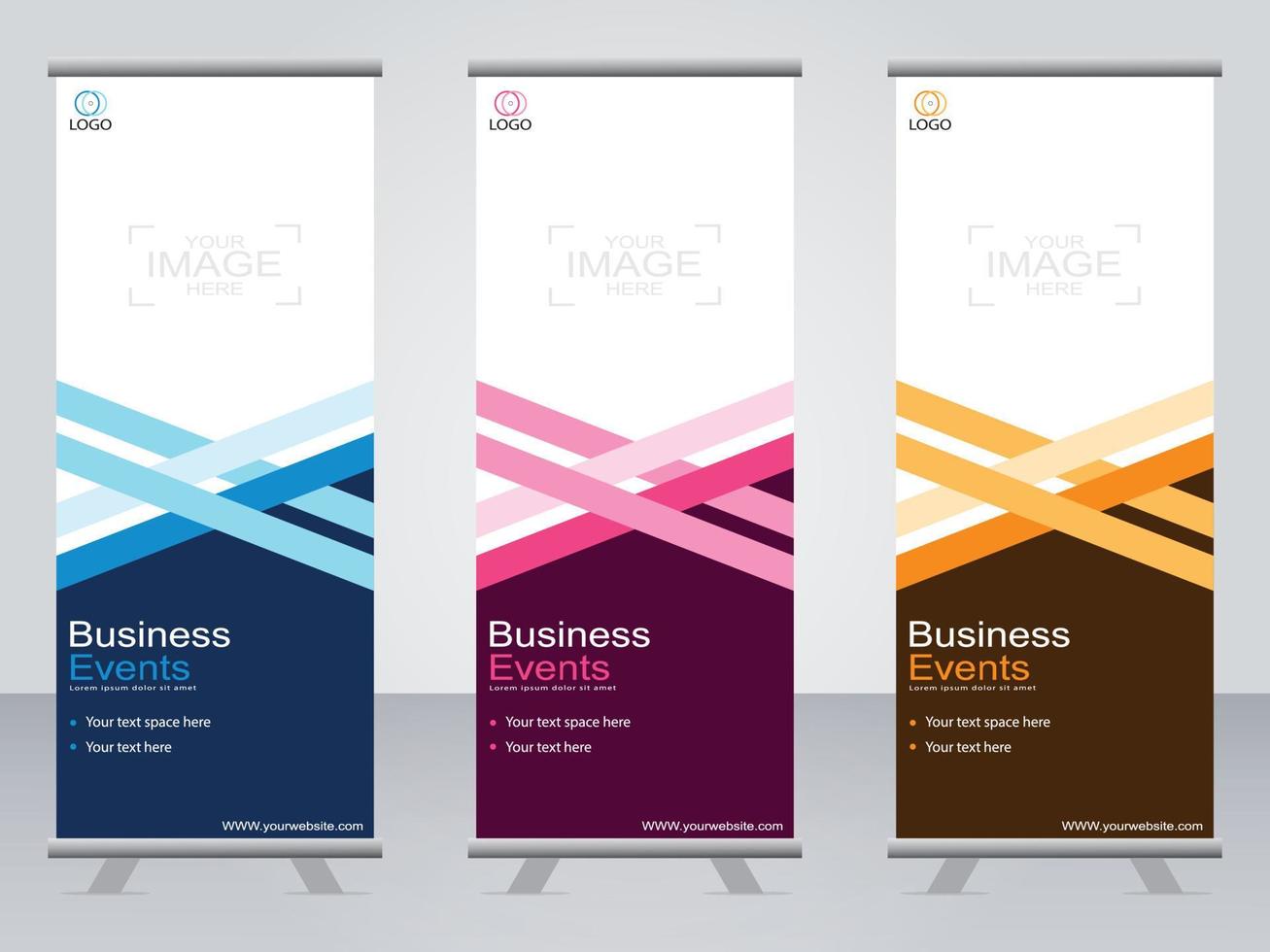 Business banner roll up set  standee banner template. vector