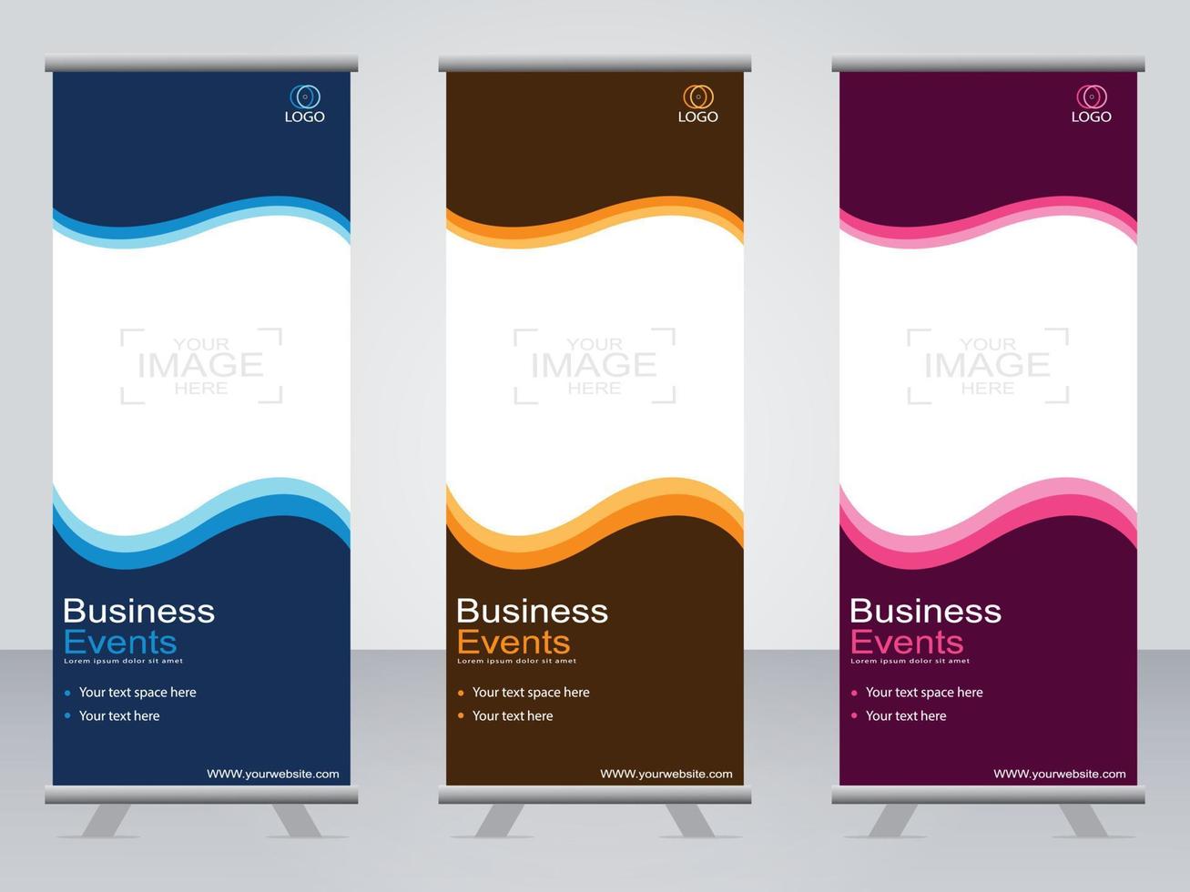 Business banner roll up set  standee banner template. vector