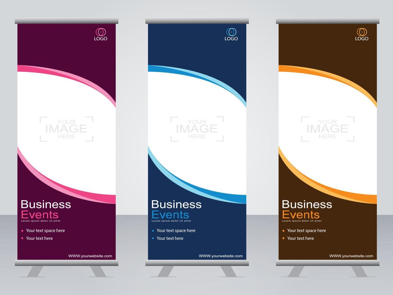 Business banner roll up set  standee banner template. vector