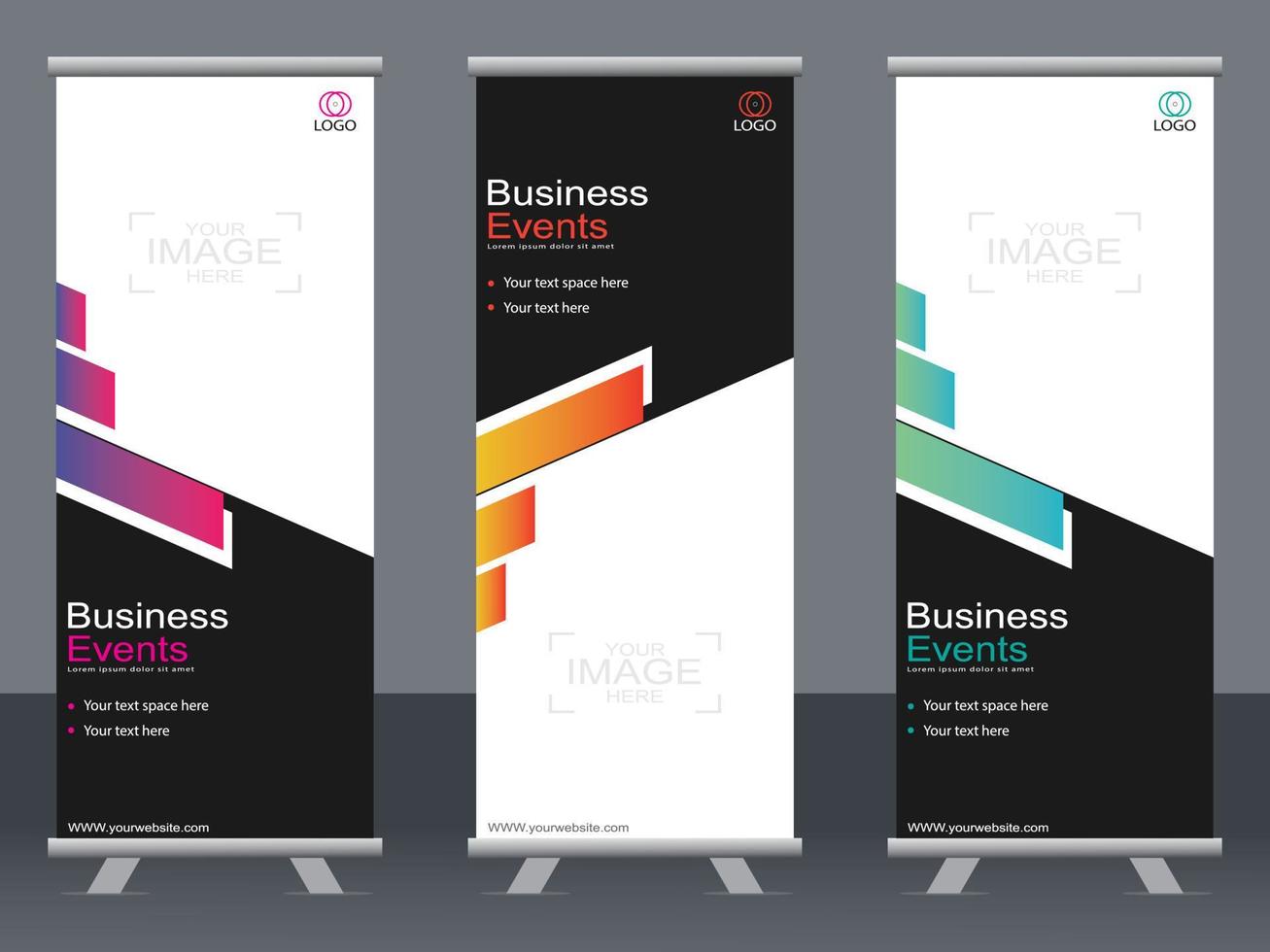 Business banner roll up set  standee banner template. vector