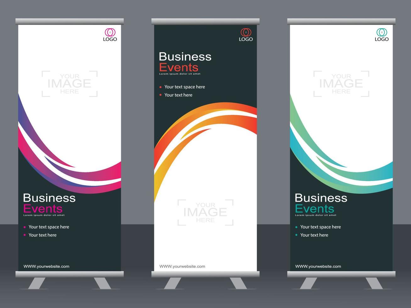 banner de negocios roll up set plantilla de banner standee. vector