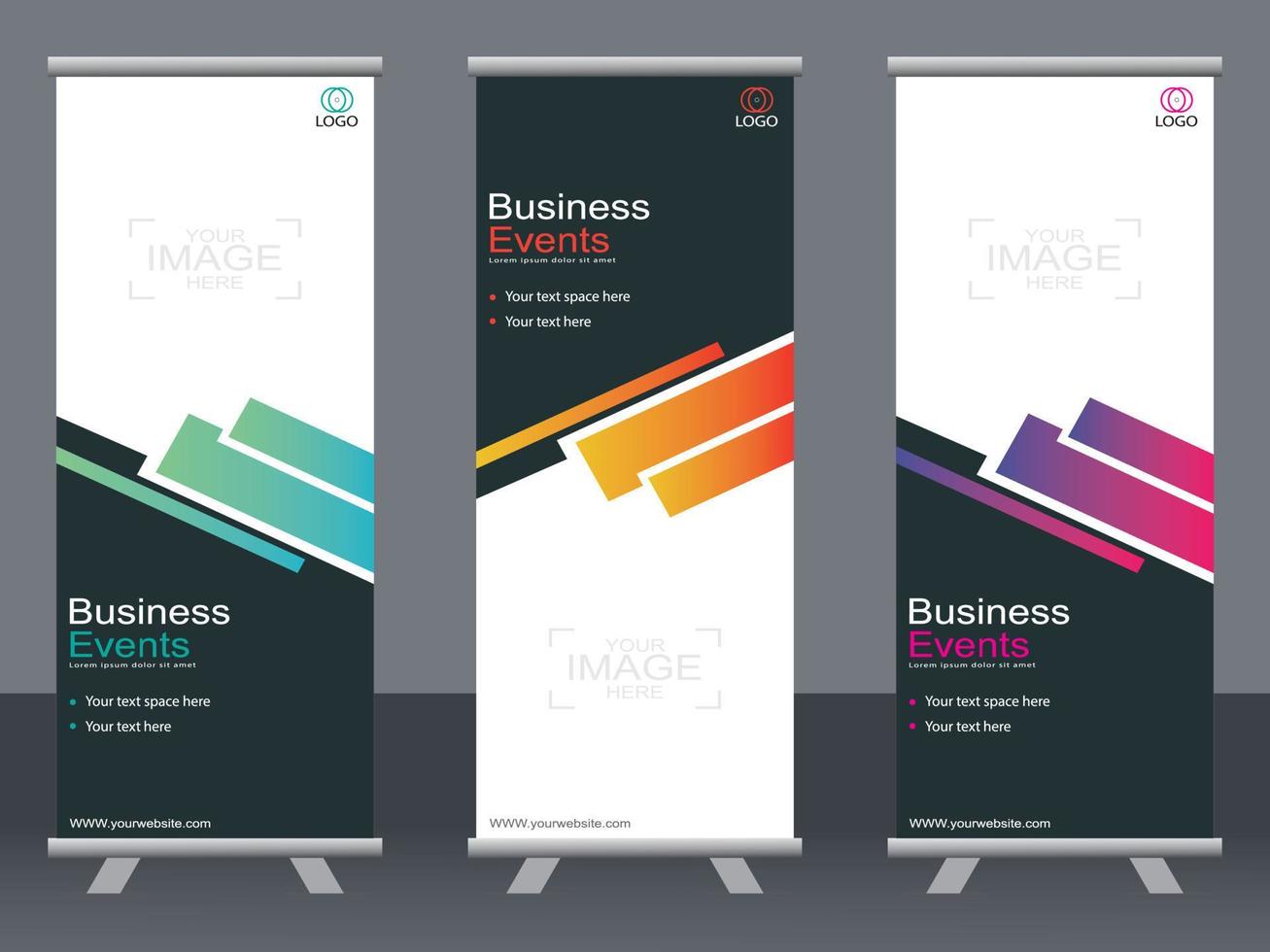 Business banner roll up set  standee banner template. vector