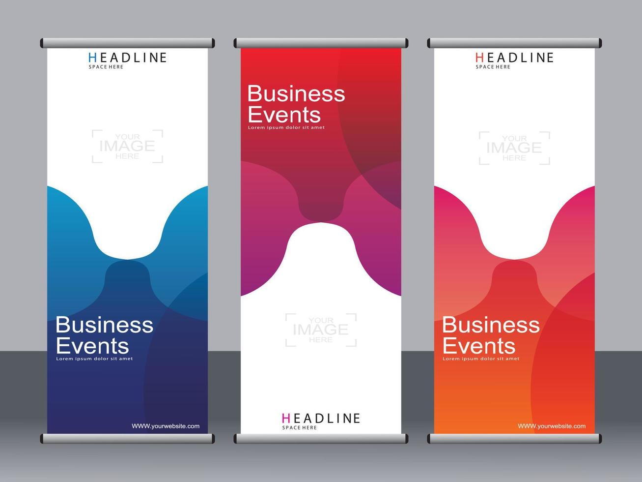 Business banner roll up set,standee banner template. vector