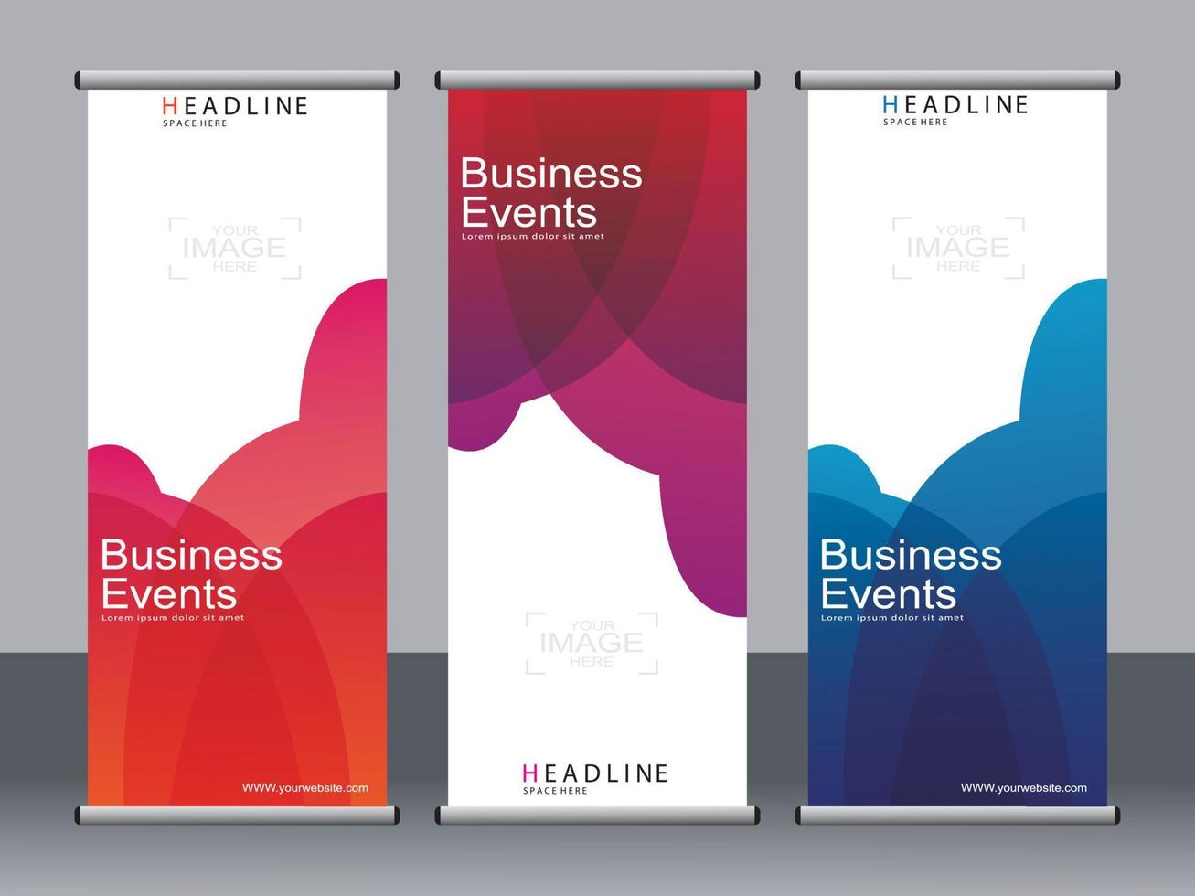 Business banner roll up set,standee banner template. vector