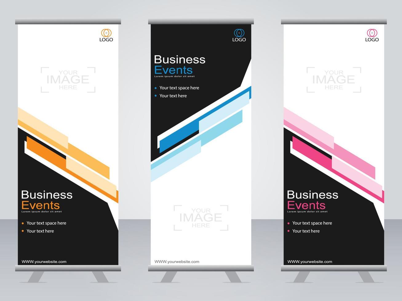 Business banner roll up set  standee banner template. vector