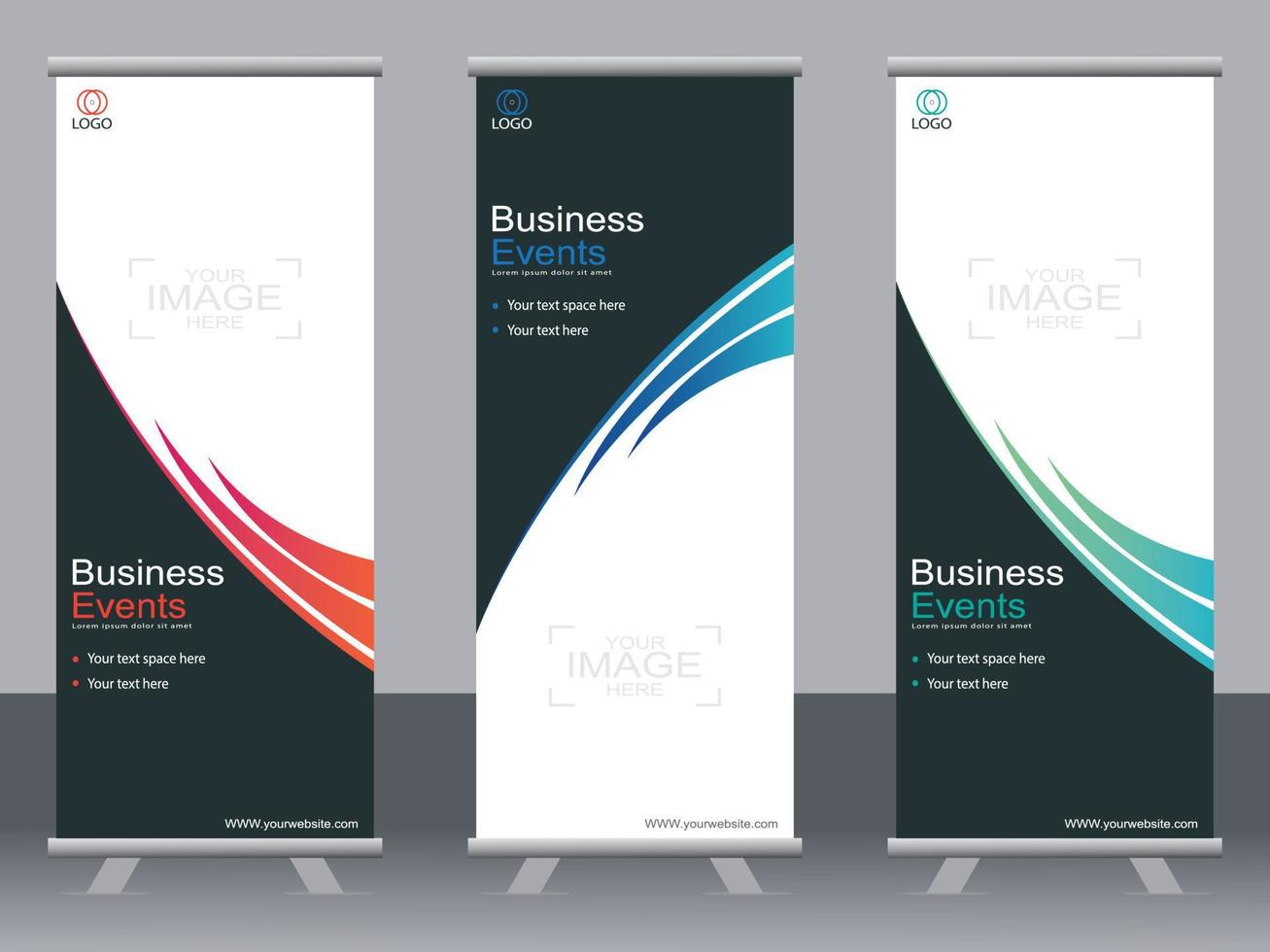 Business banner roll up set  standee banner template. vector