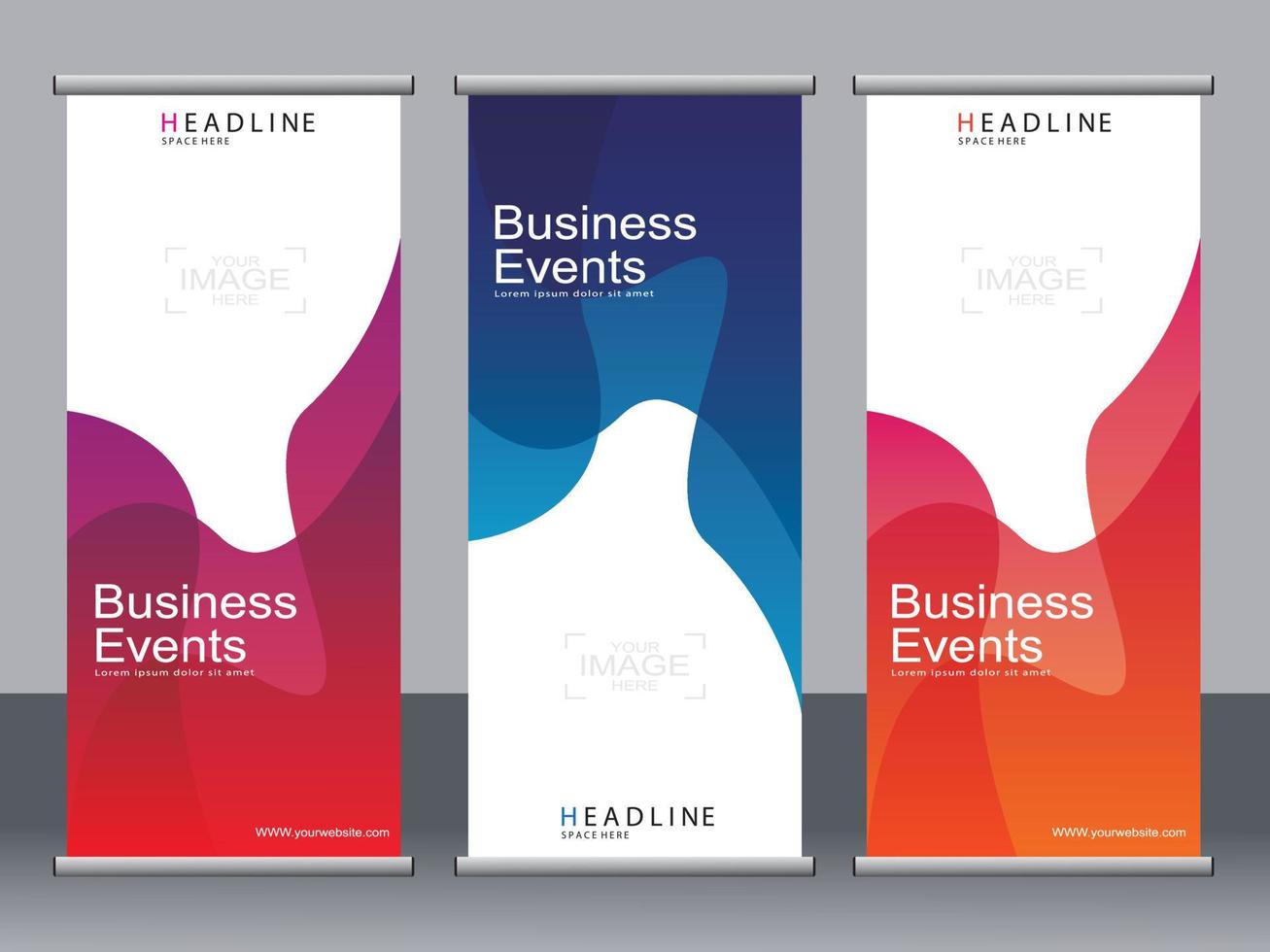 Business banner roll up set standee banner template. vector