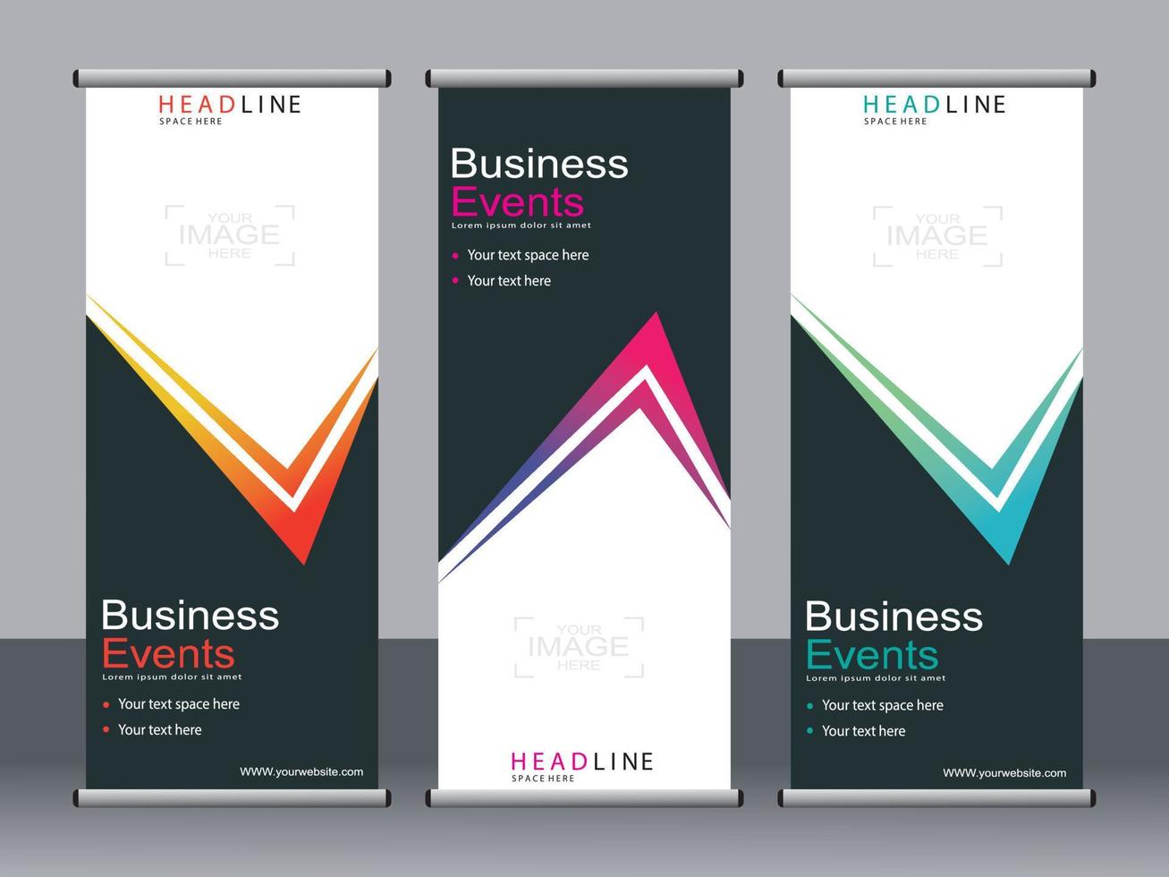 Business banner roll up set,standee banner template. vector
