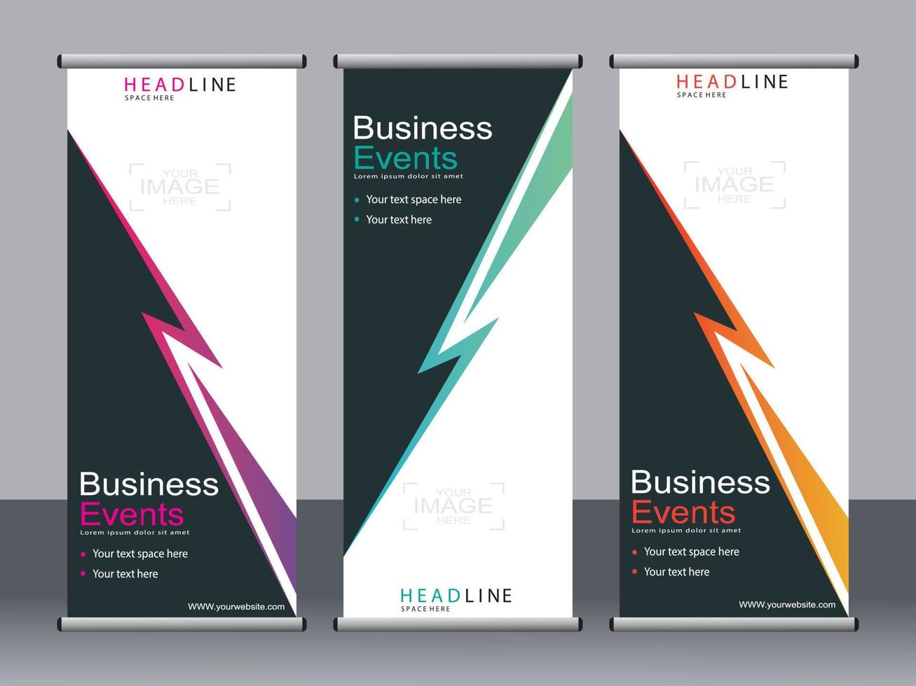 Business banner roll up set,standee banner template. vector