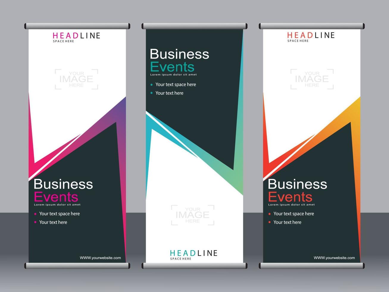 Business banner roll up set,standee banner template. vector