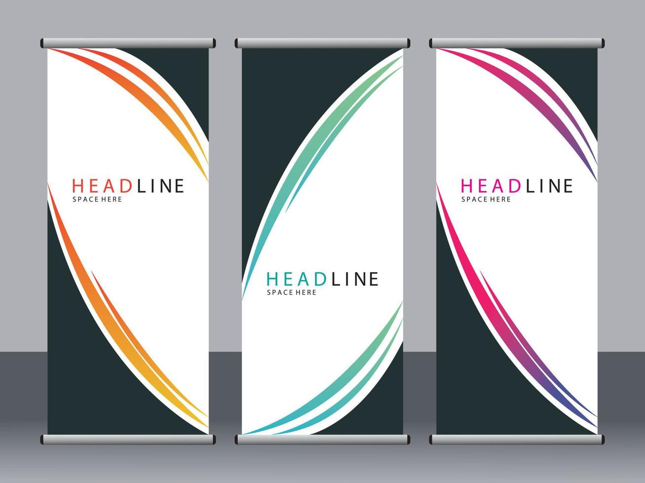 Business banner roll up set standee banner template. vector