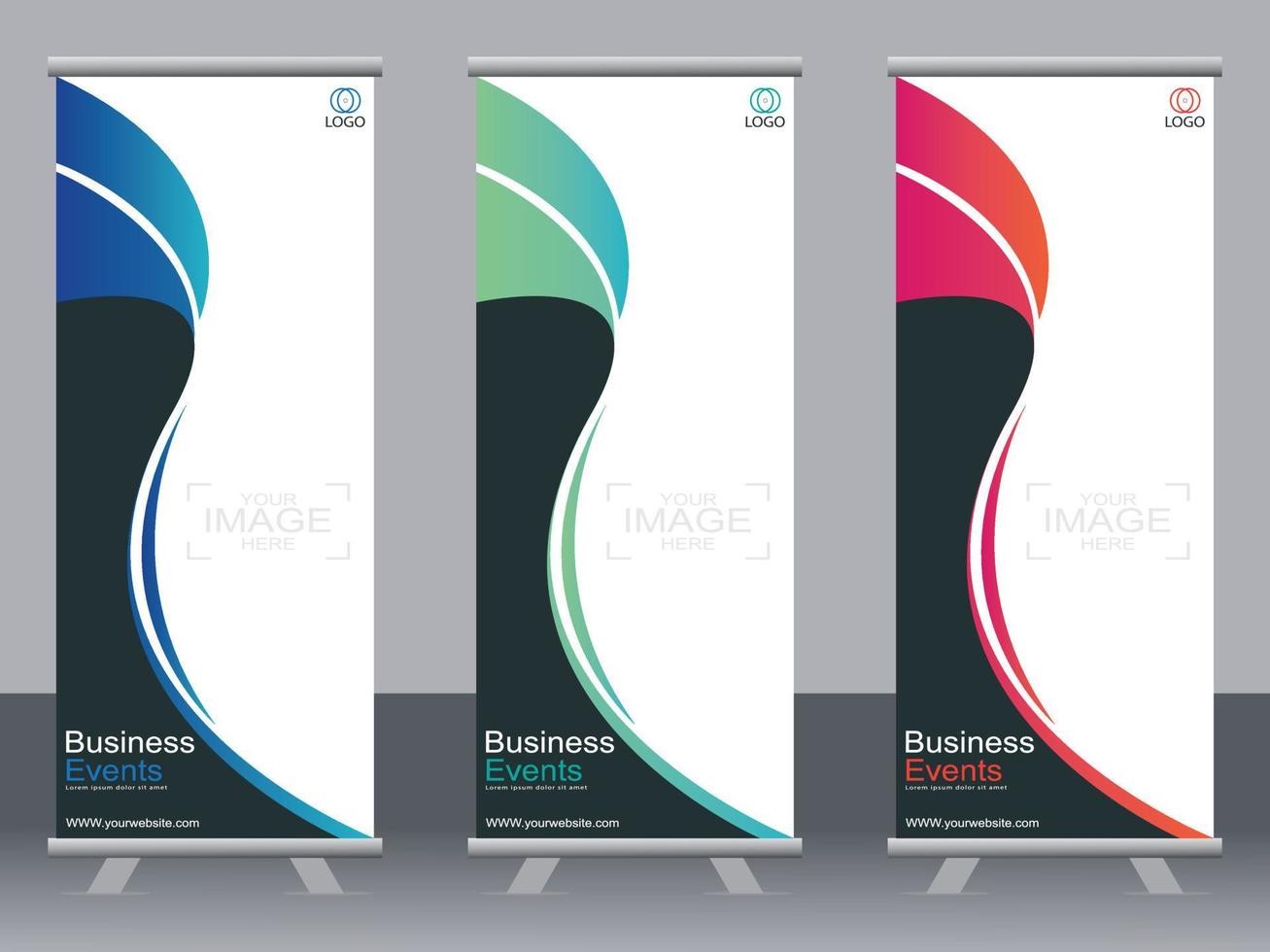 Business banner roll up set  standee banner template. vector