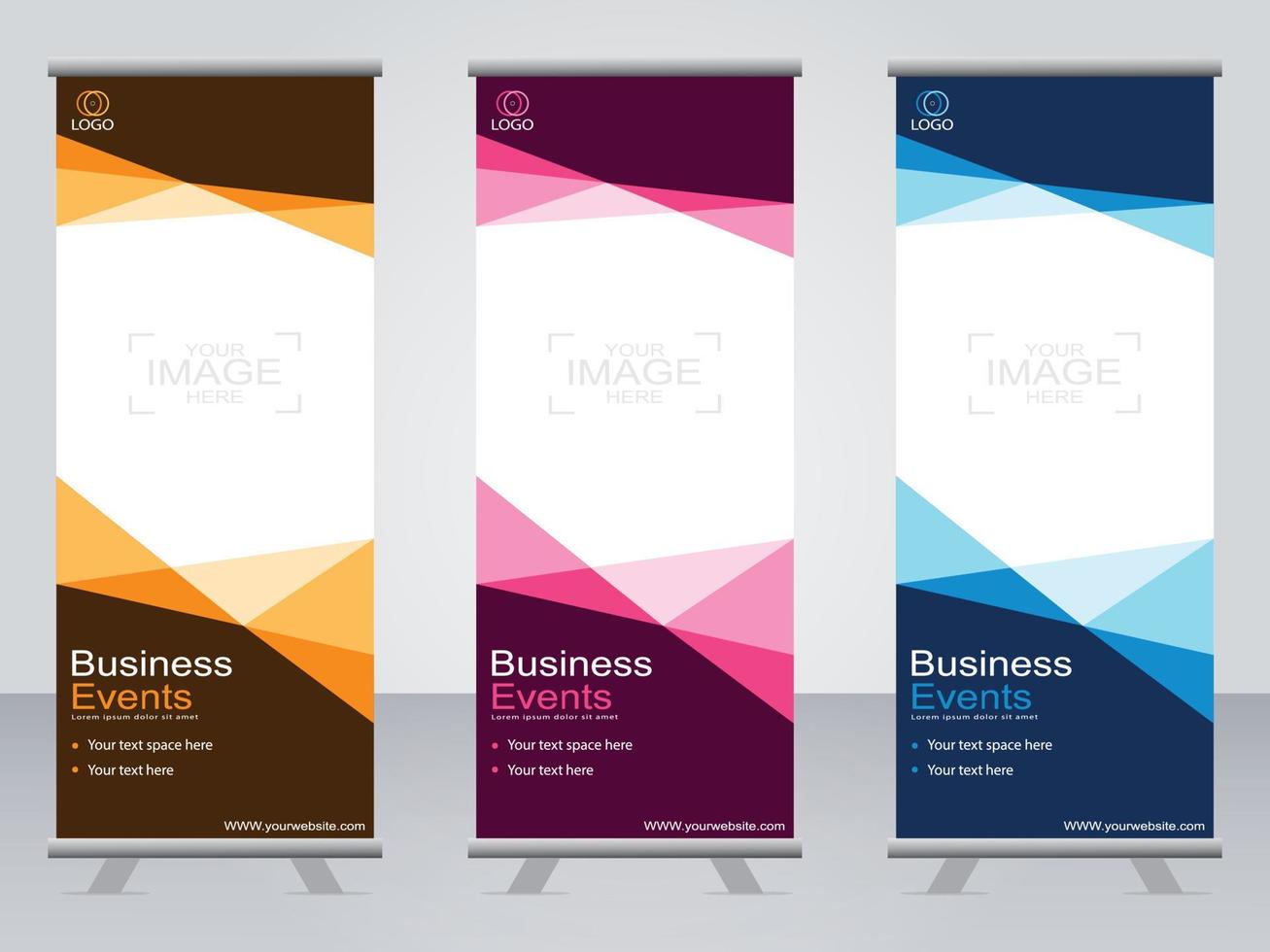 Business banner roll up set  standee banner template. vector