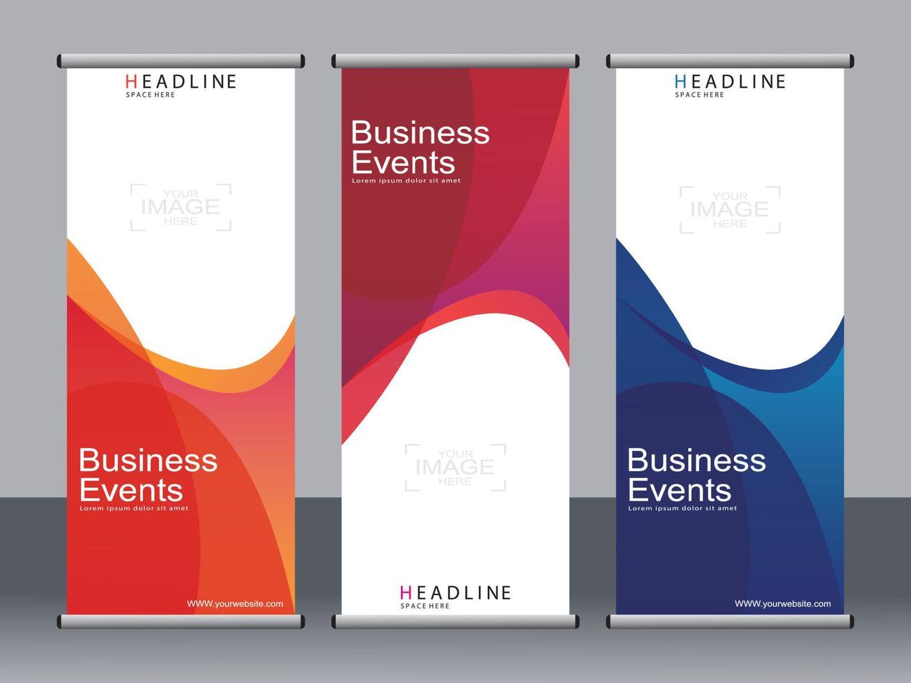 Business banner roll up set,standee banner template. vector