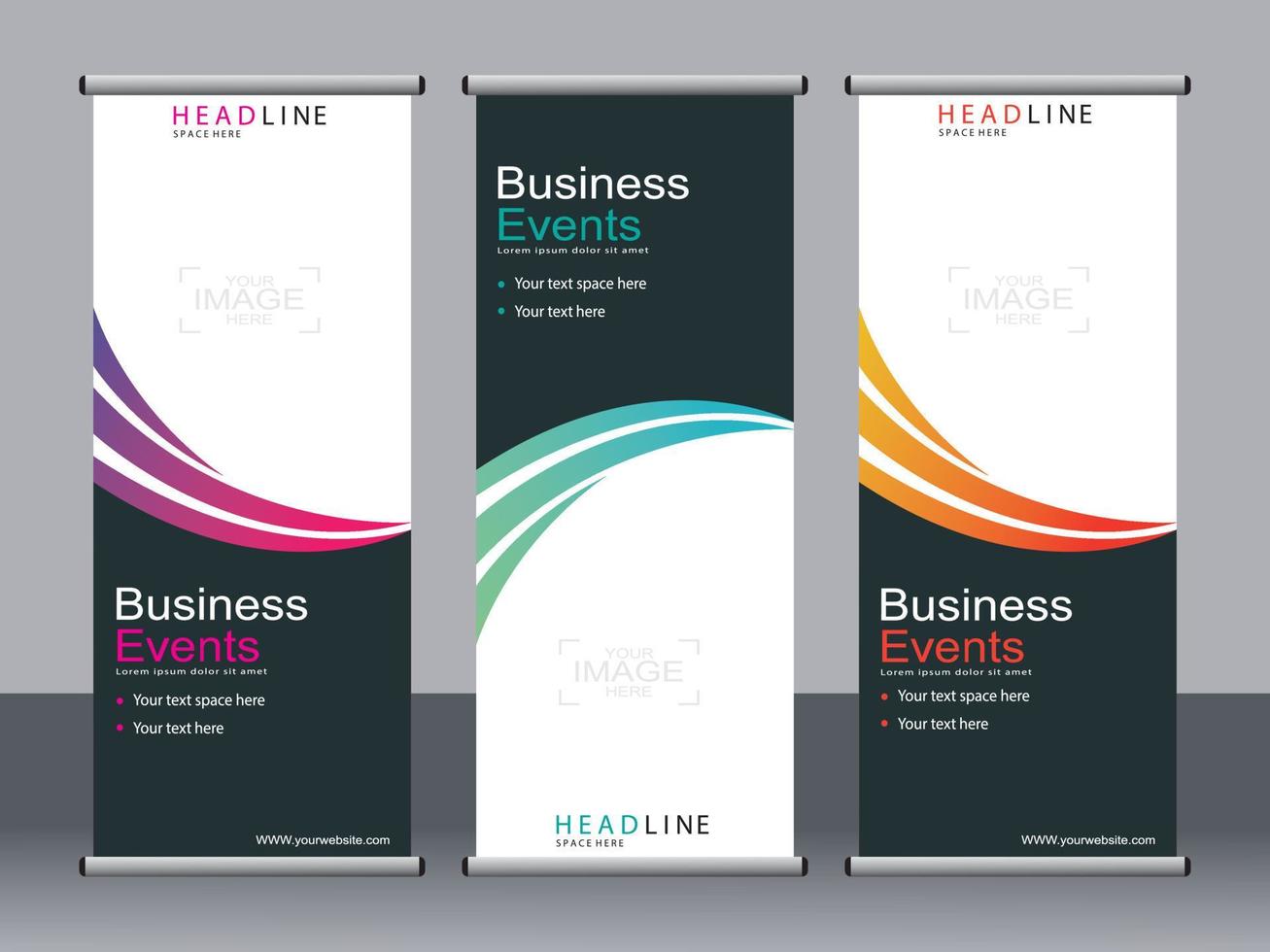 Business banner roll up set,standee banner template. vector