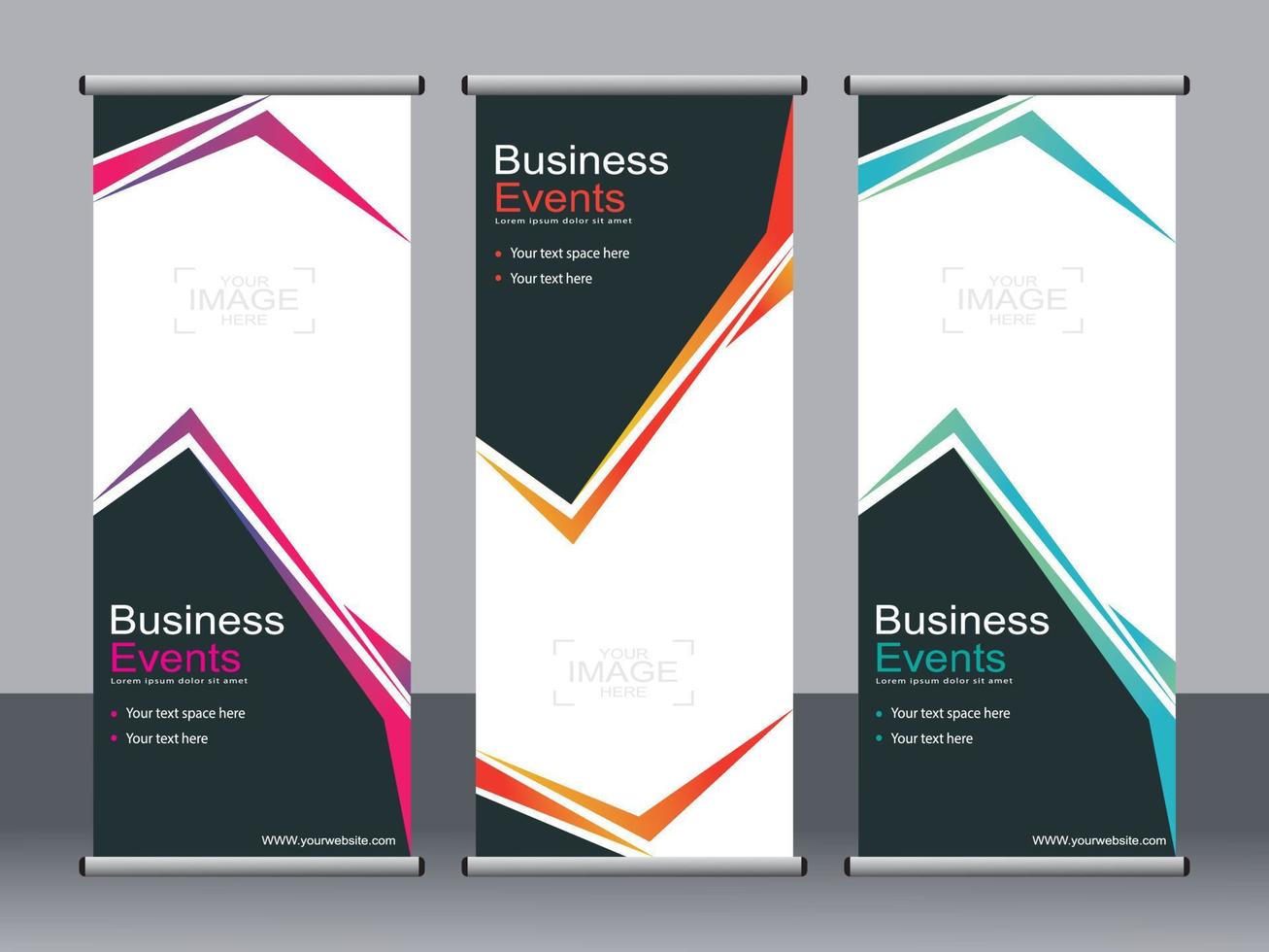 Business banner roll up set standee banner template. vector
