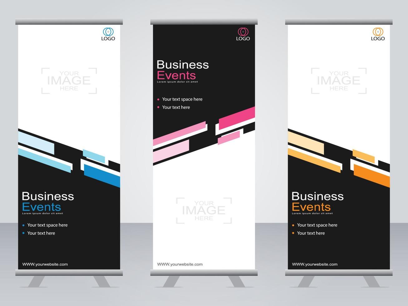 Business banner roll up set  standee banner template. vector