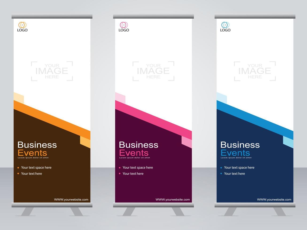 Business banner roll up set  standee banner template. vector