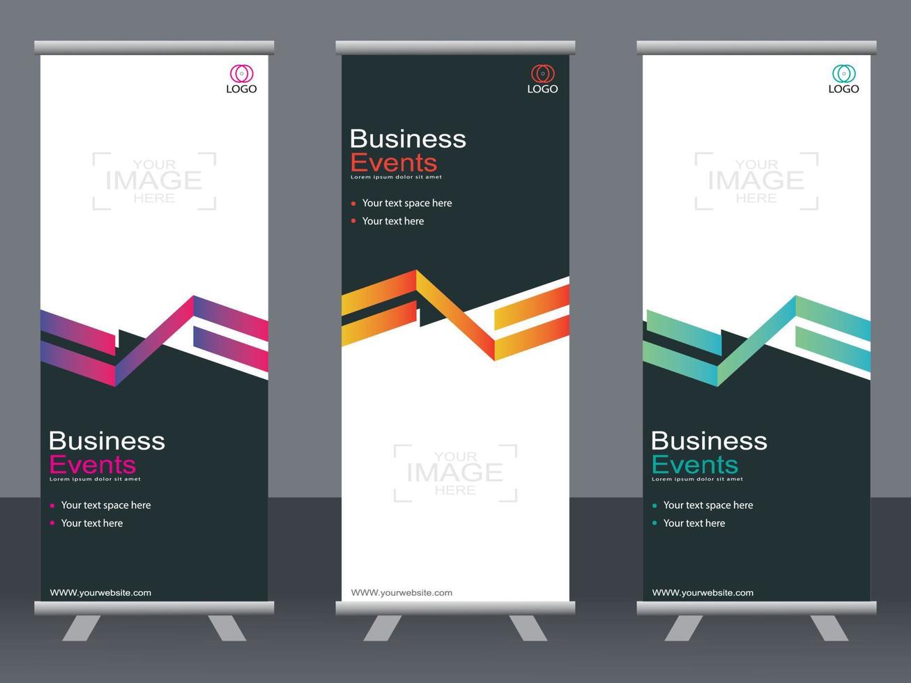 Business banner roll up set  standee banner template. vector