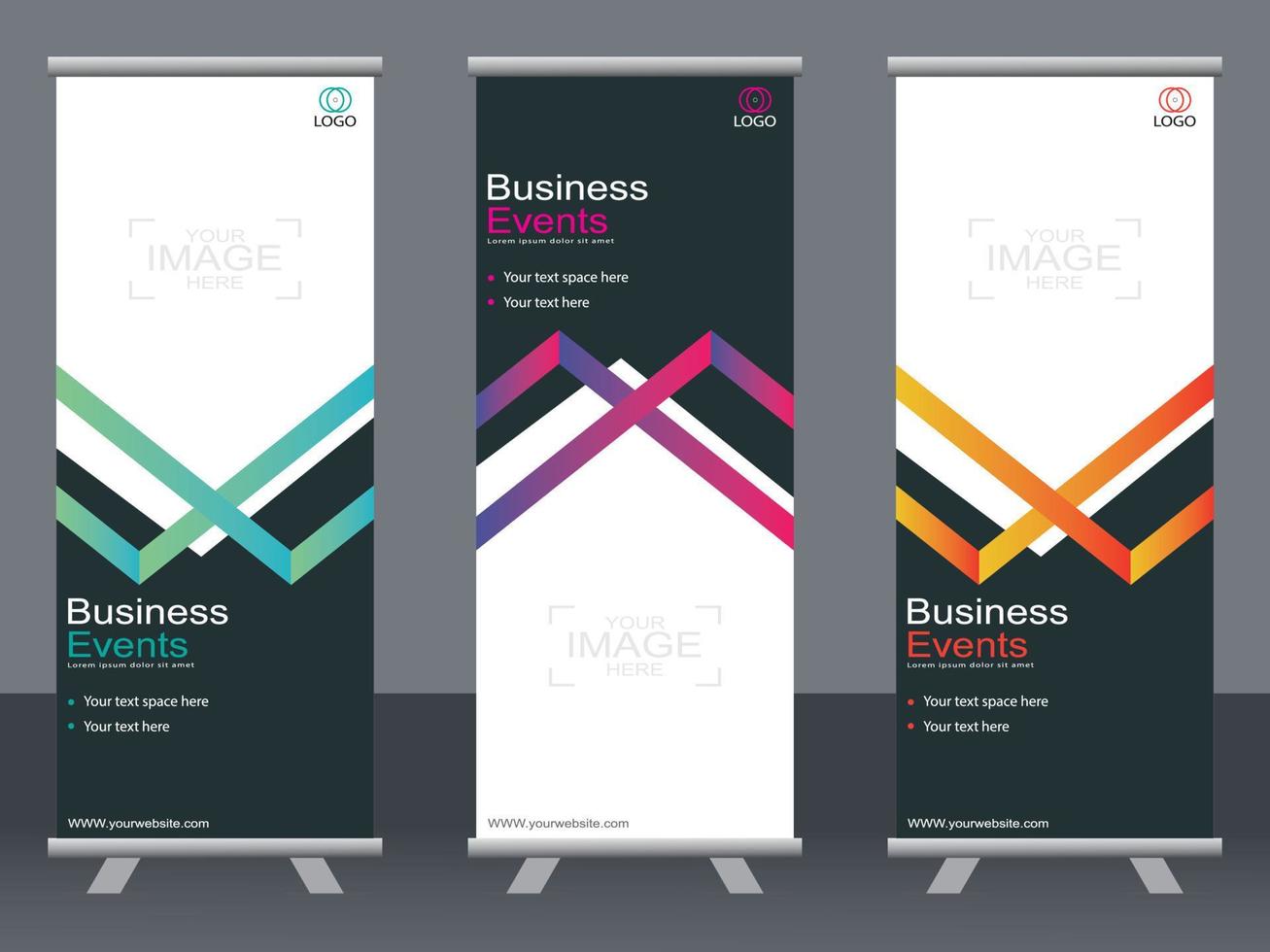 Business banner roll up set  standee banner template. vector