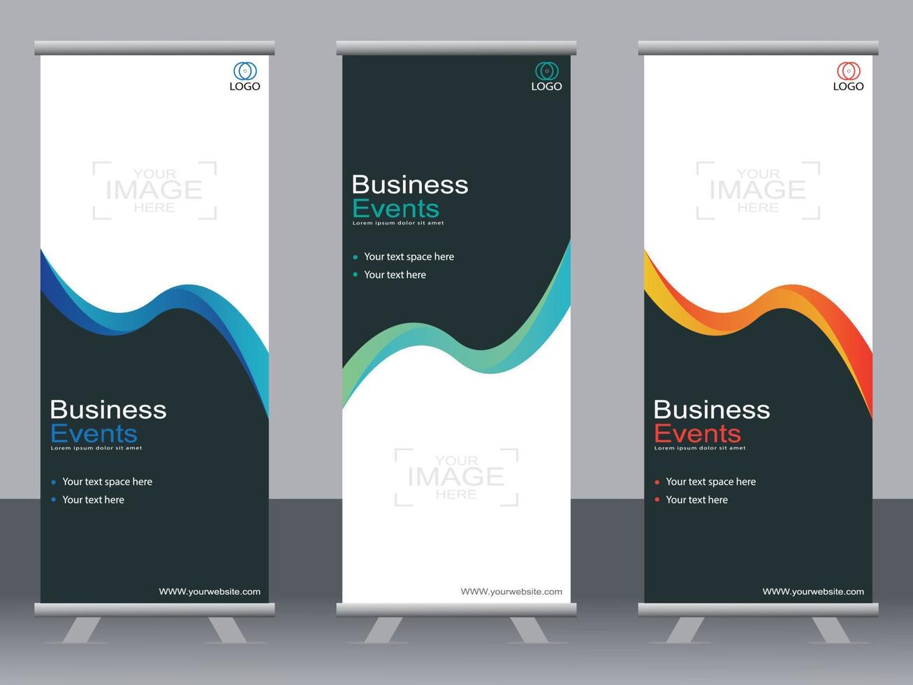 Business banner roll up set  standee banner template. vector