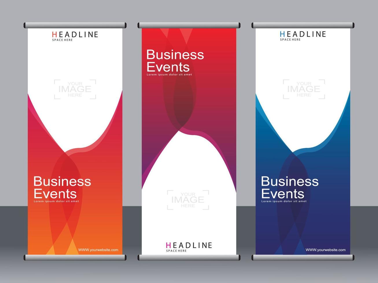 Business banner roll up set,standee banner template. vector