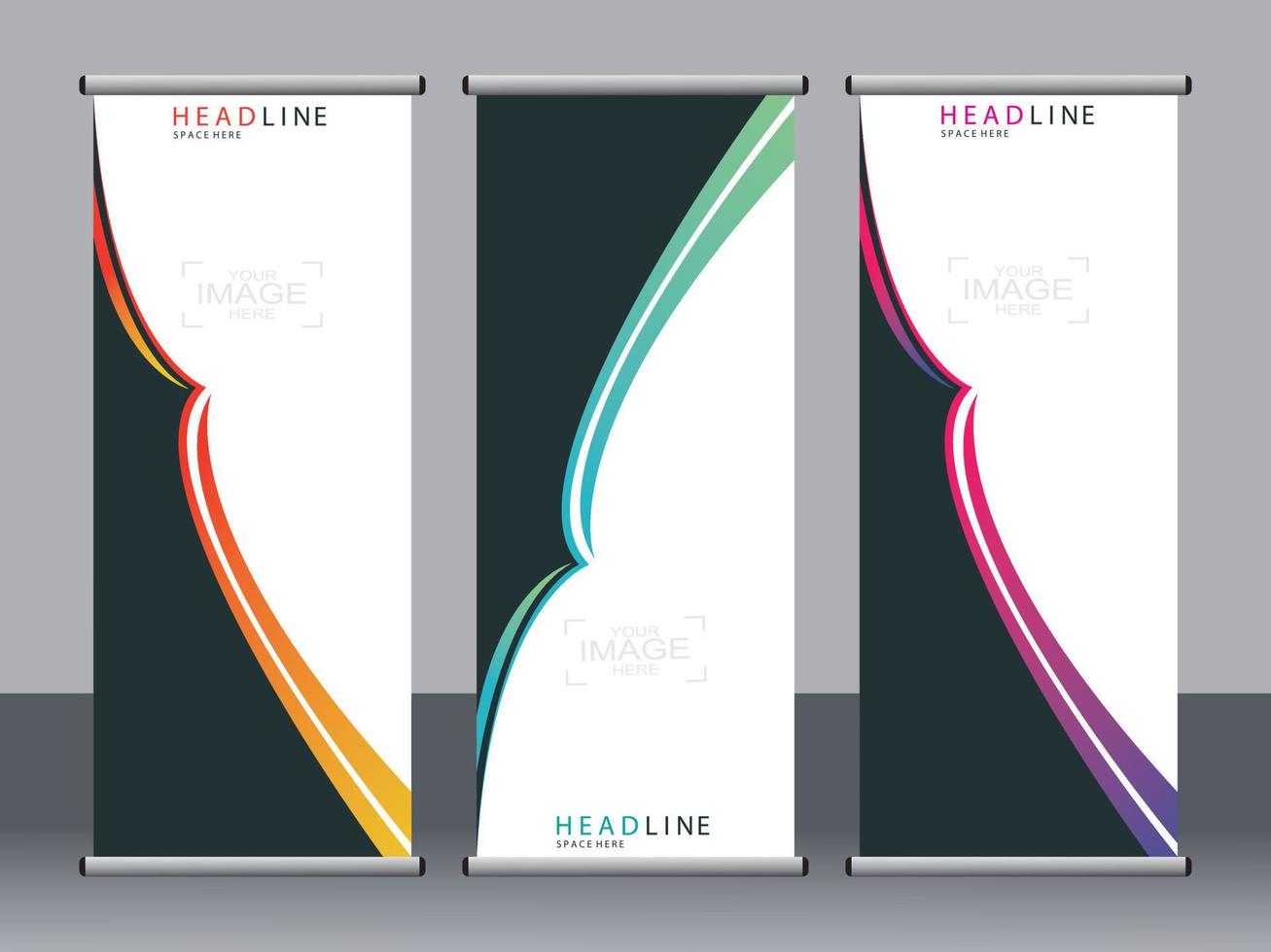 Business banner roll up set standee banner template. vector