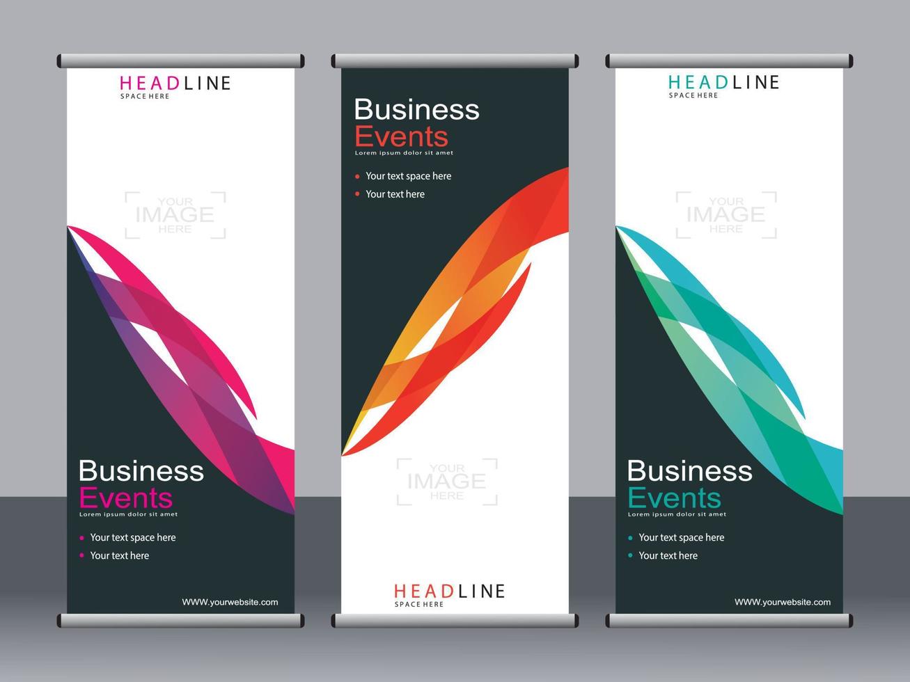 banner de negocios roll up set plantilla de banner standee. vector