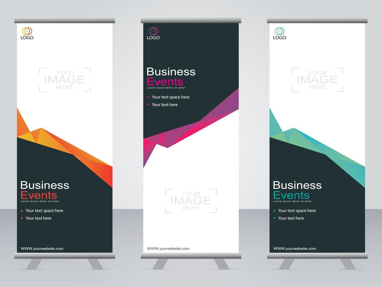 Business banner roll up set  standee banner template. vector