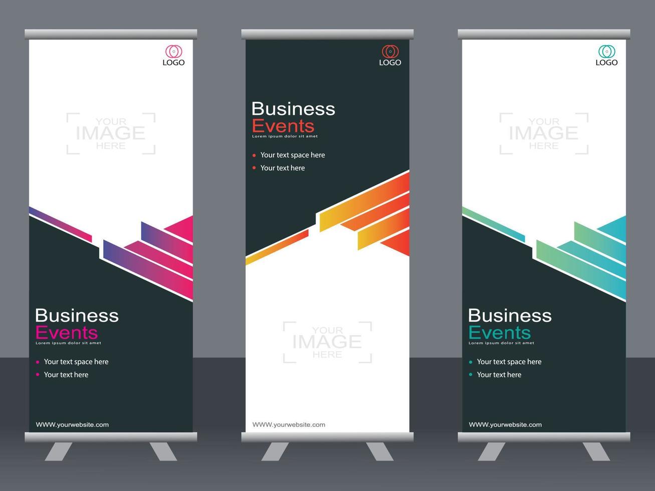 Business banner roll up set  standee banner template. vector