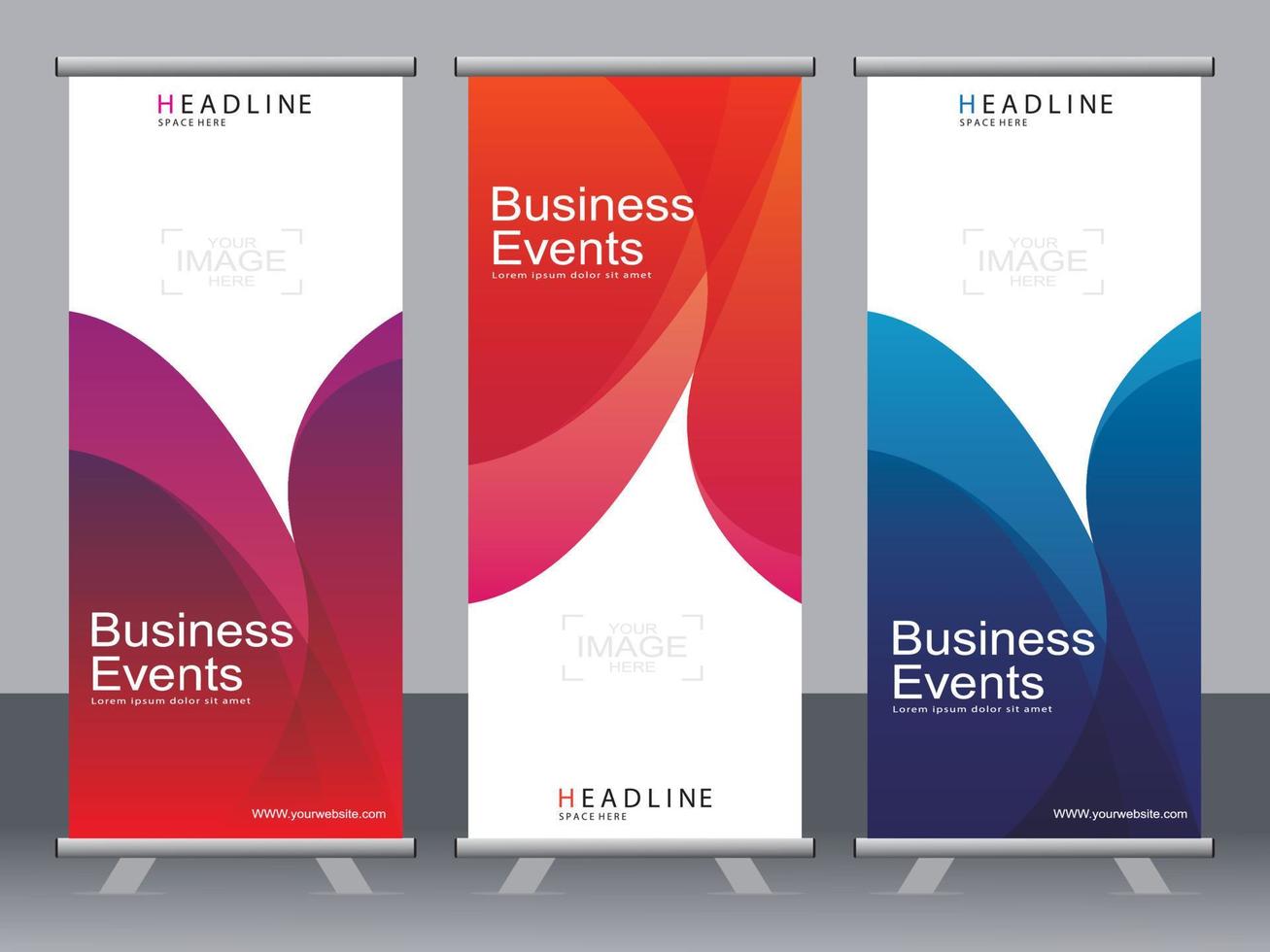 Business banner roll up set standee banner template. vector