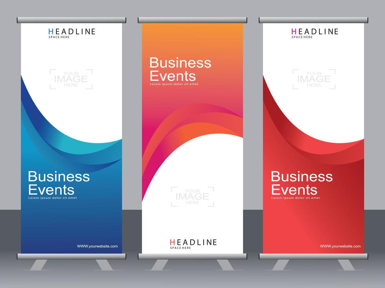 banner de negocios roll up set plantilla de banner standee. vector