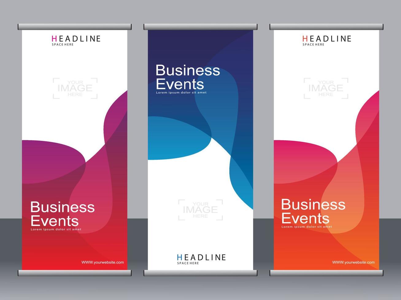 Business banner roll up set standee banner template. vector