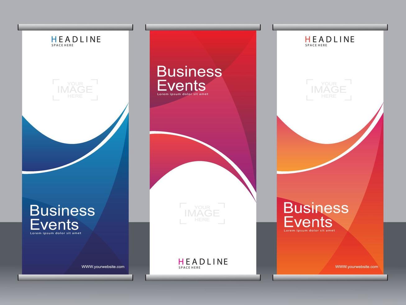 Business banner roll up set standee banner template. vector