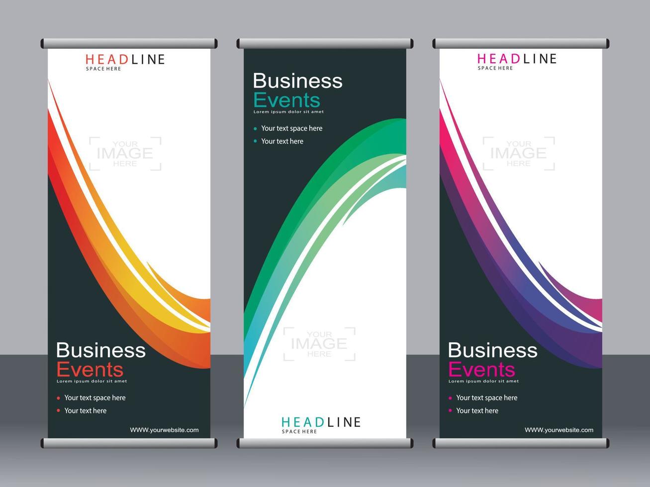 Business banner roll up set standee banner template. vector