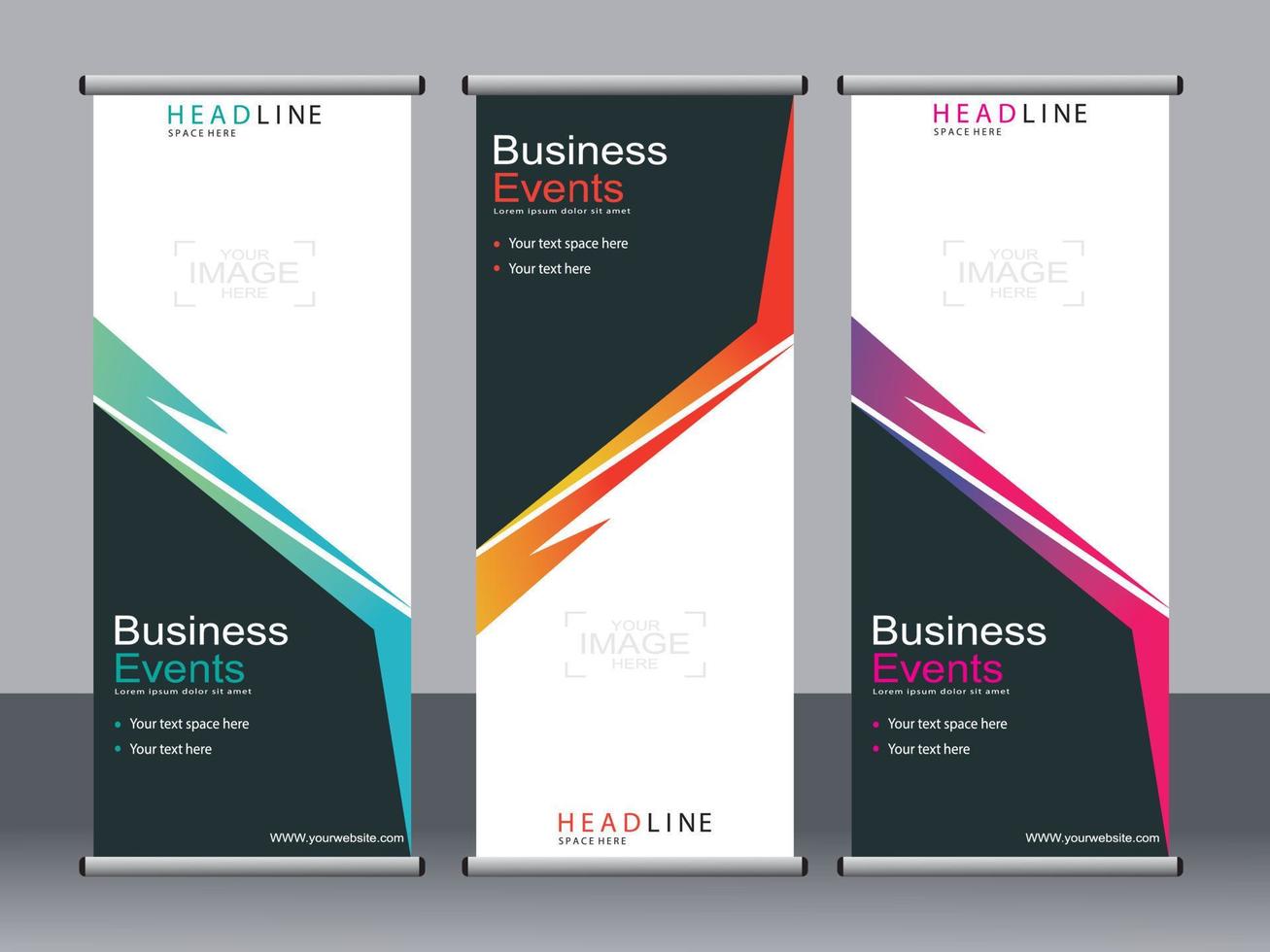 Business banner roll up set standee banner template. vector