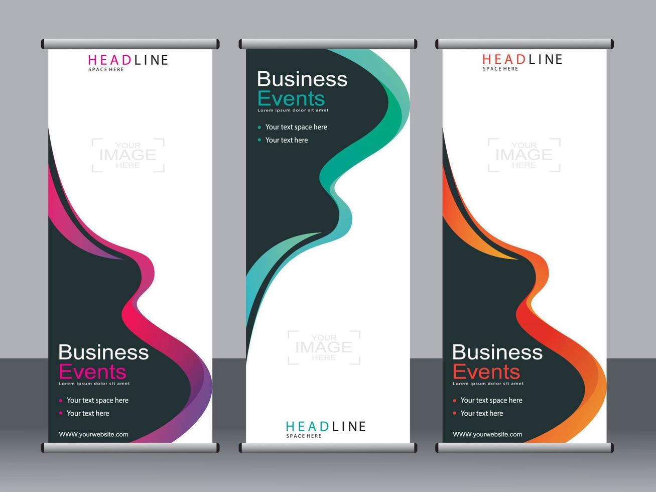 Business banner roll up set standee banner template. vector