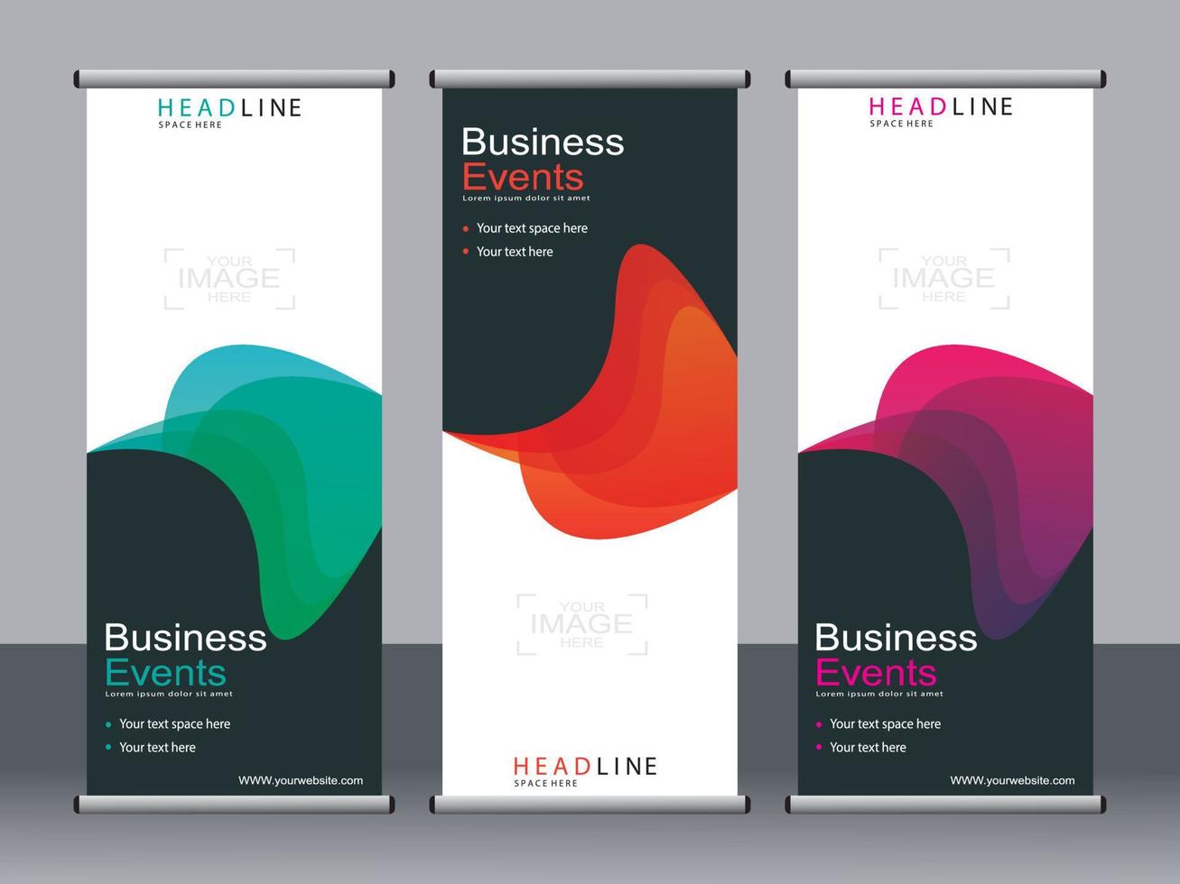 Business banner roll up set standee banner template. vector