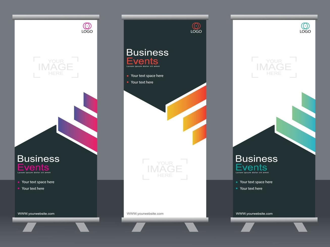 Business banner roll up set  standee banner template. vector