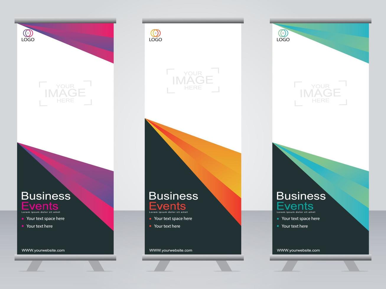 Business banner roll up set  standee banner template. vector