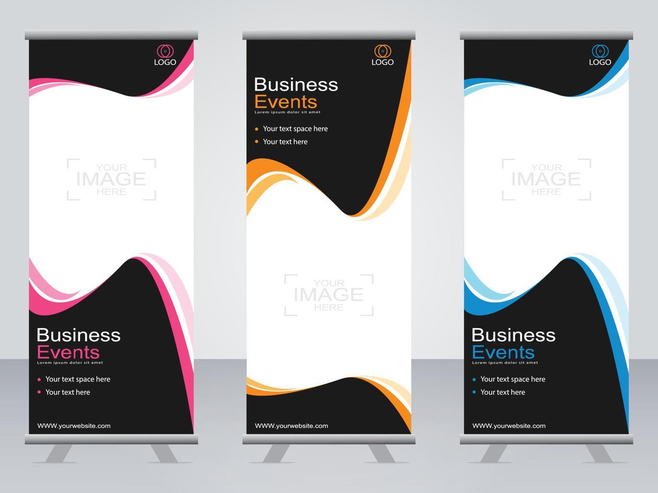 Business banner roll up set  standee banner template. vector