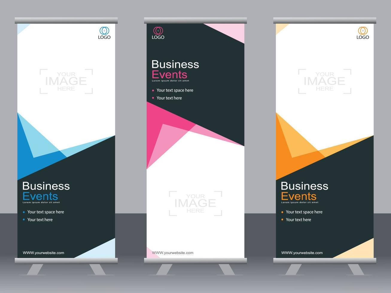 Business banner roll up set  standee banner template. vector