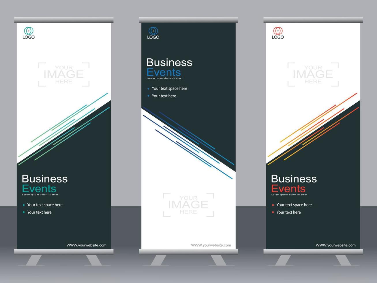 Business banner roll up set  standee banner template  Modern banner. vector