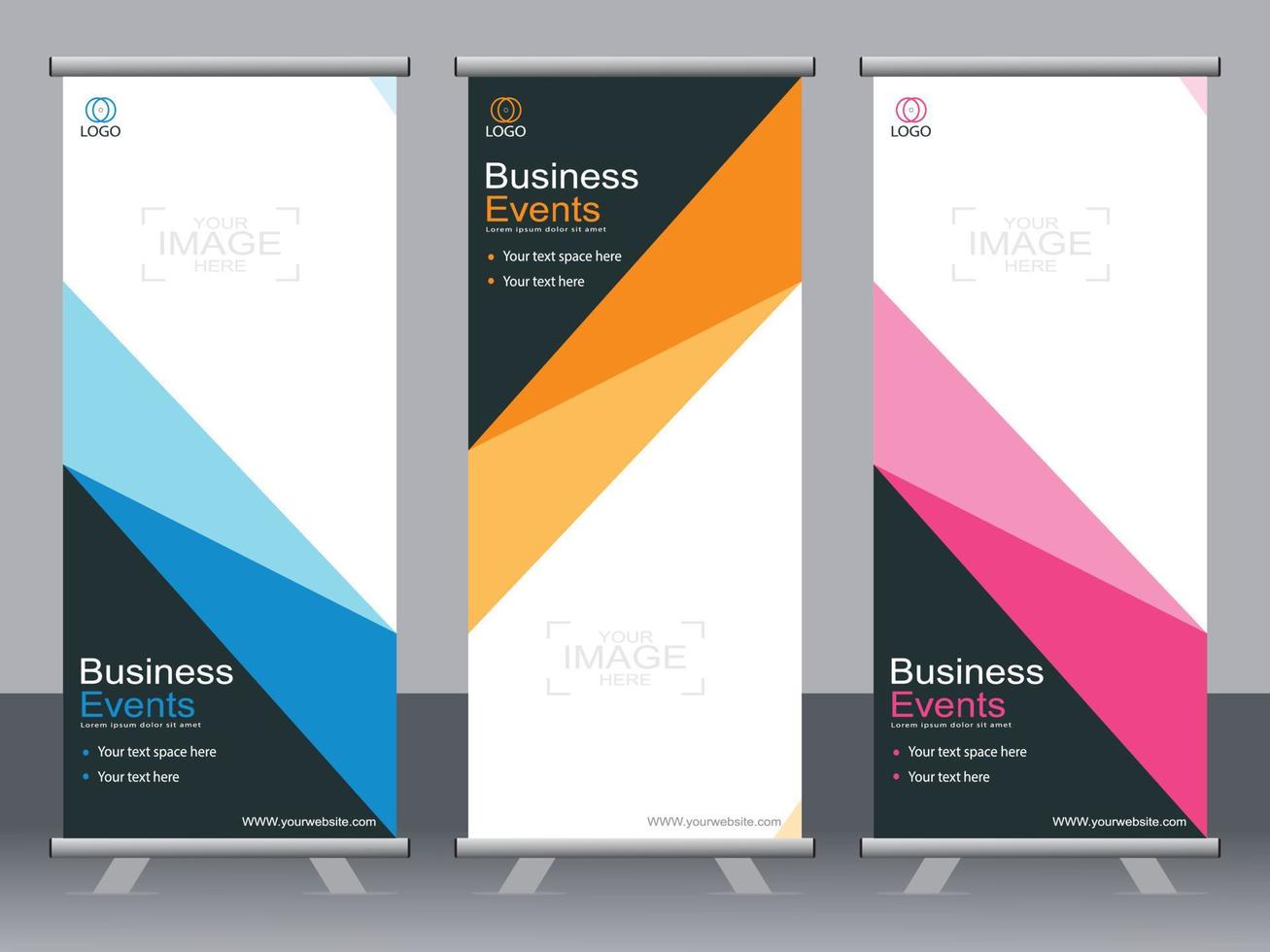 Business banner roll up set standee banner template. vector
