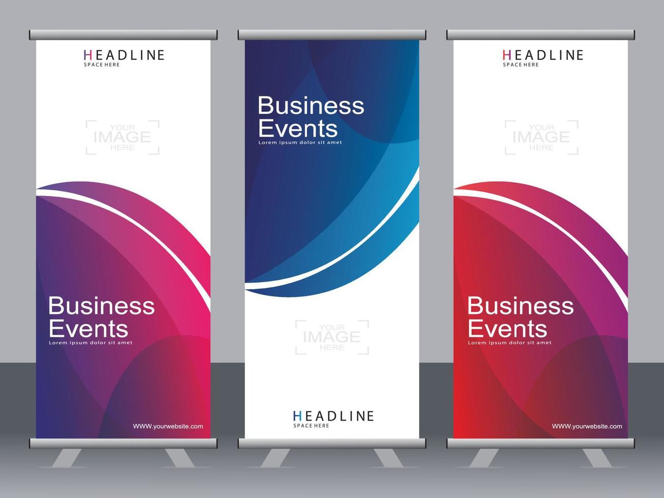 Business banner roll up set standee banner template. vector