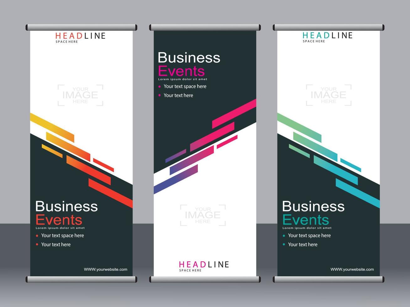 Business banner roll up set standee banner template. vector