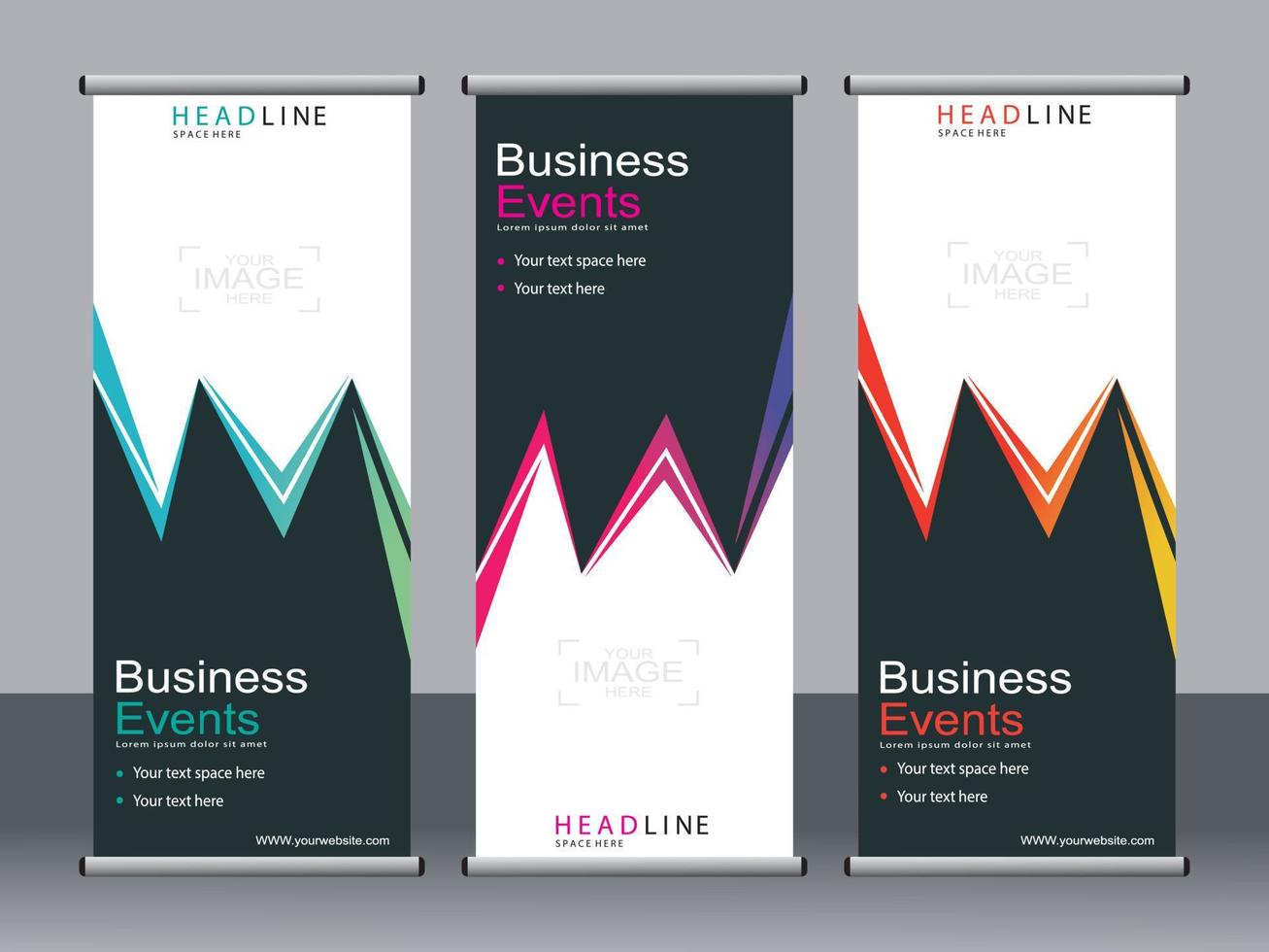 Business banner roll up set standee banner template. vector