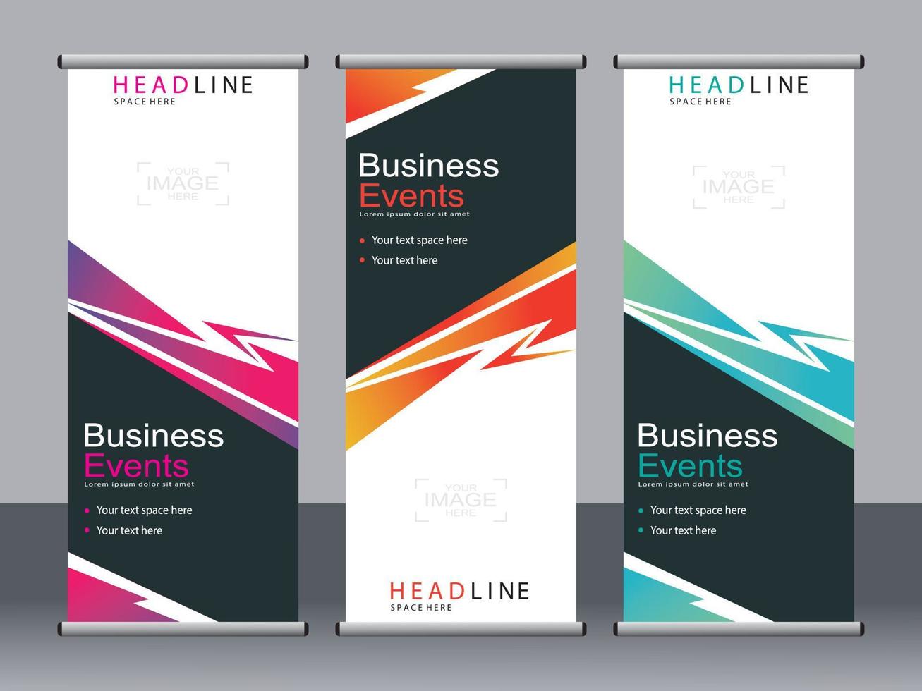 Business banner roll up set standee banner template. vector